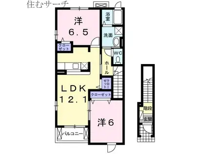フェリース I(2LDK/2階)の間取り写真