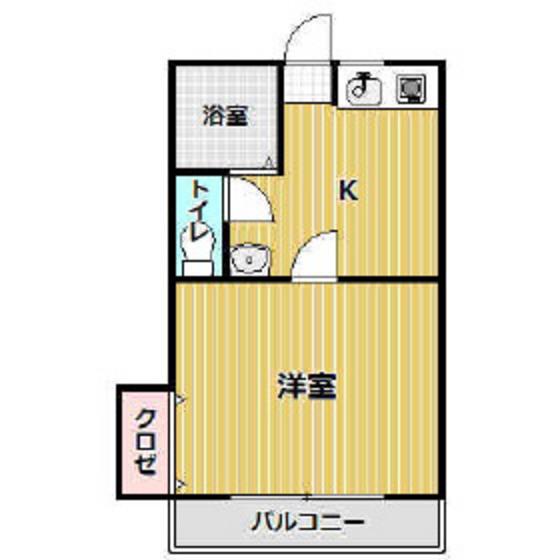 ウエストコート角木C(1K/1階)の間取り写真