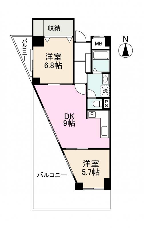 レジデンス松島(2DK/8階)の間取り写真