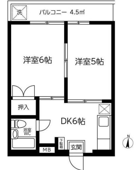 メゾン宮崎(2DK/2階)の間取り写真