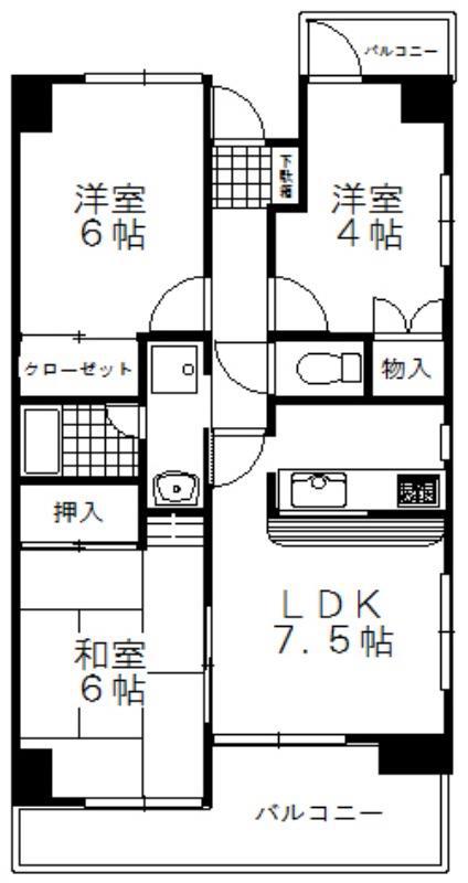 エスアール高崎ビル(3LDK/3階)の間取り写真