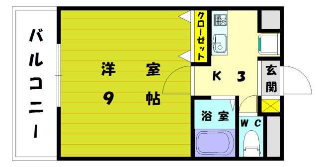 ウェーブコート(1K/4階)の間取り写真
