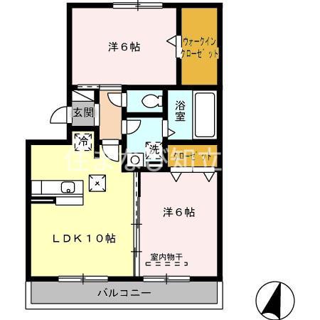 名鉄西尾線 桜井駅(愛知) 徒歩11分 3階建 築17年(2LDK/1階)の間取り写真
