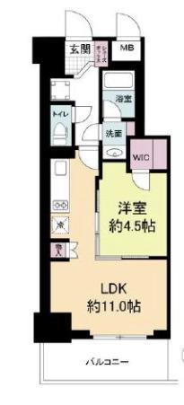 ルネフラッツ谷町四丁目(1DK/8階)の間取り写真