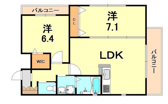 地下鉄海岸線 御崎公園駅 徒歩4分 3階建 築13年(2LDK/3階)の間取り写真
