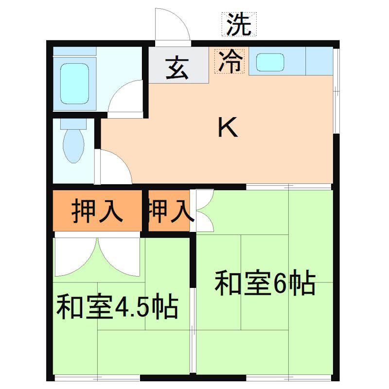 大田郷ハイツ(2K/1階)の間取り写真