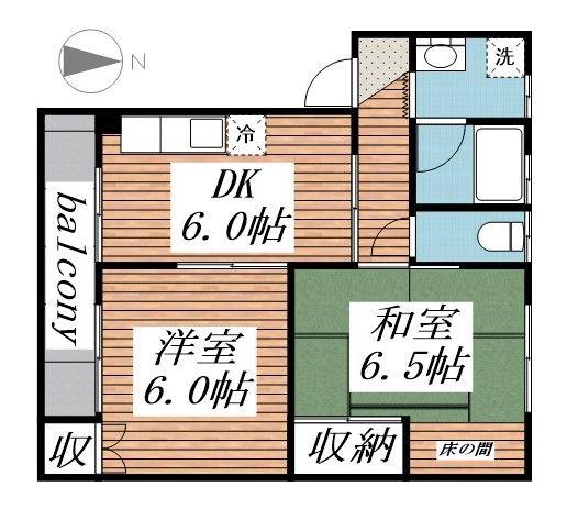 第三欣生荘(2DK/2階)の間取り写真