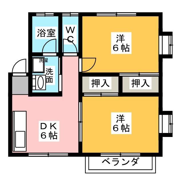 サンライフ豊岡B(2DK/1階)の間取り写真