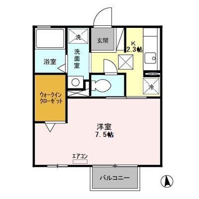 サフィールA・B(1K/1階)の間取り写真