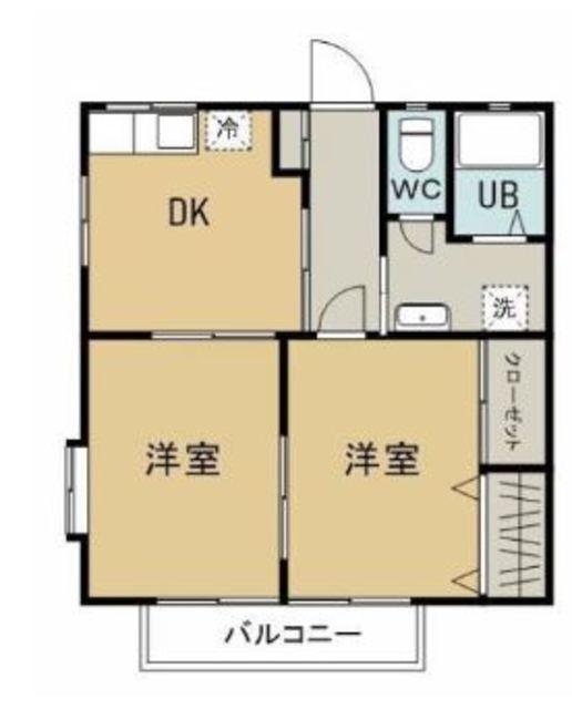 コーポデンエン(2DK/1階)の間取り写真