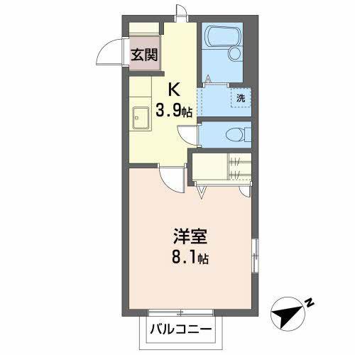 CREATE(1K/2階)の間取り写真