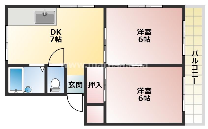 第二弘コーポ(2DK/2階)の間取り写真