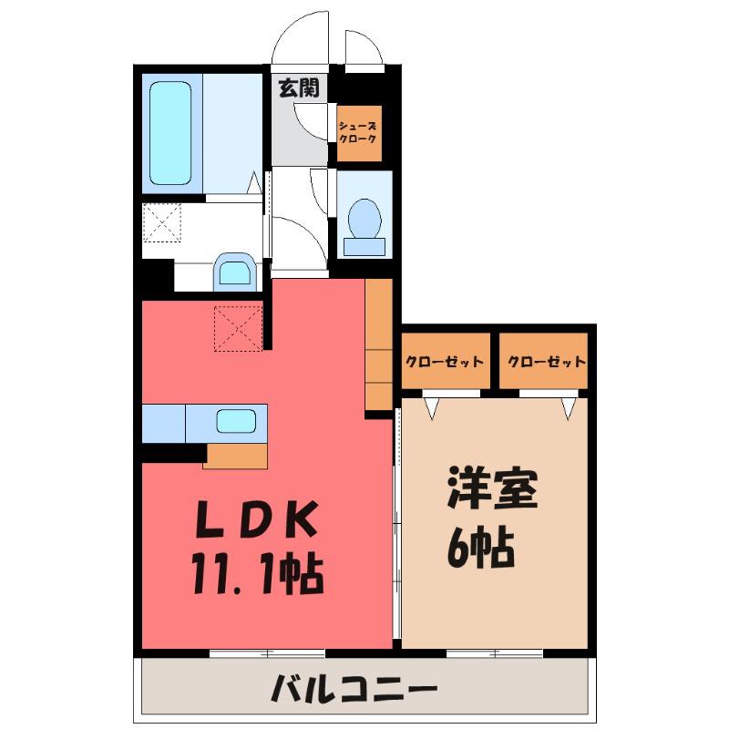 ミレニア籠原(1LDK/1階)の間取り写真