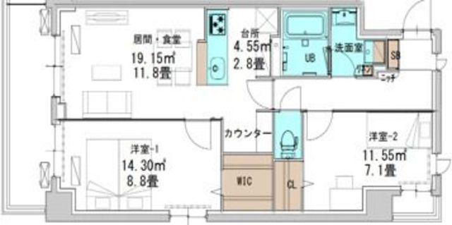コートデルトゥール昭島(2LDK/5階)の間取り写真