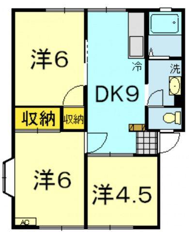 豊ハイツA(3DK/1階)の間取り写真