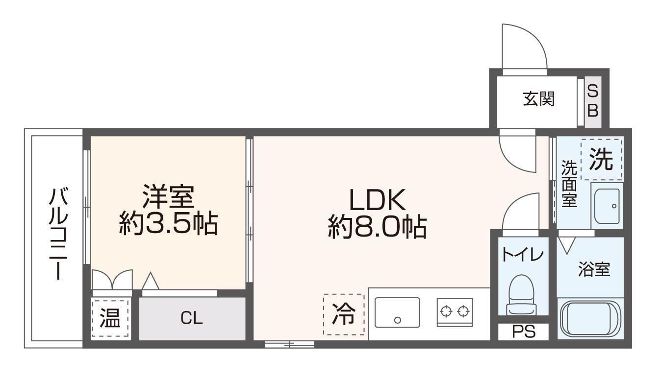 TKS近大前(1LDK/2階)の間取り写真