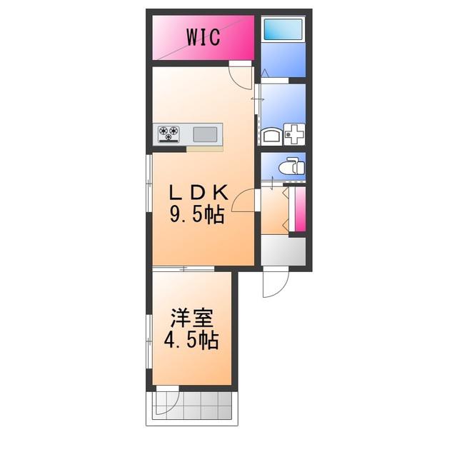 百舌鳥陵南町PJ(1LDK/1階)の間取り写真