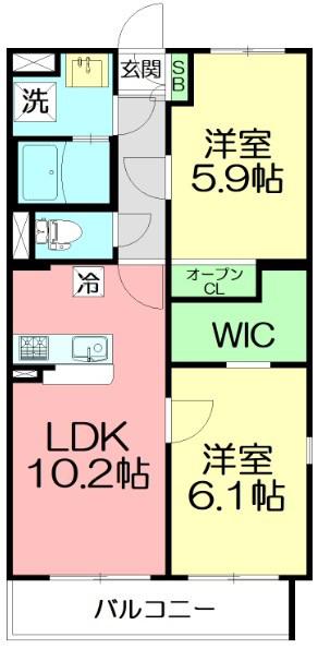 ウィンド湘南(2LDK/2階)の間取り写真