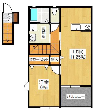 グランツ A(1LDK/2階)の間取り写真