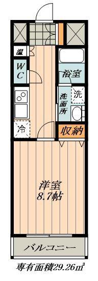 CASTLE HILLS 柳ケ瀬(1K/7階)の間取り写真