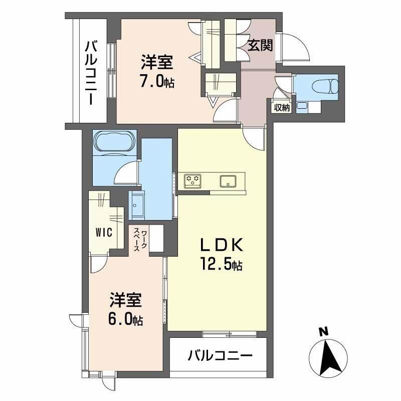 グレイステラス森ノ宮(2LDK/2階)の間取り写真