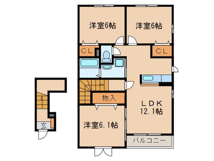 グラース(3LDK/2階)の間取り写真