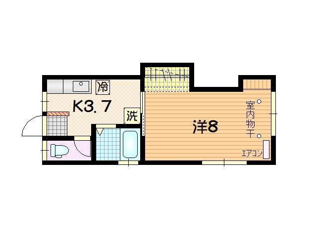 GRAND・JETE(1K/2階)の間取り写真
