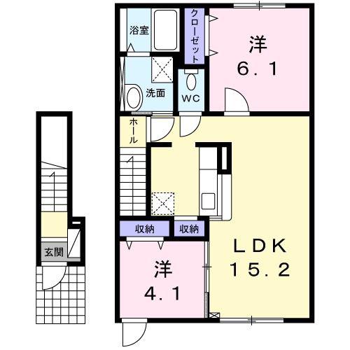 ル・シエル(2LDK/2階)の間取り写真