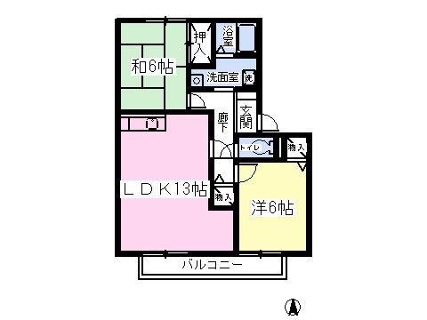 グレイスロイヤルS(2LDK/2階)の間取り写真