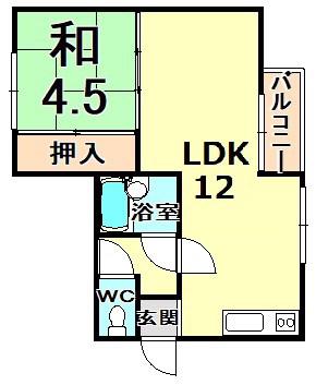 ロイヤルメゾン塚口Ⅴ(1LDK/1階)の間取り写真