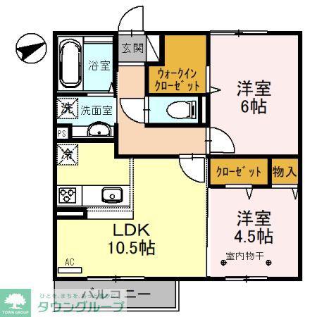 ビューテラス(2LDK/1階)の間取り写真