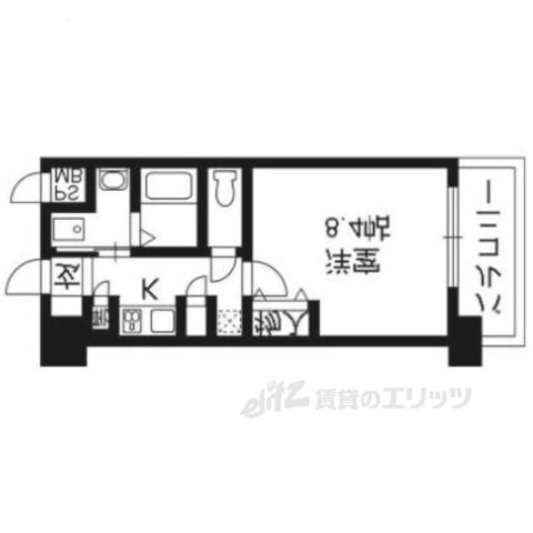 エイペックス京都室町(1K/4階)の間取り写真
