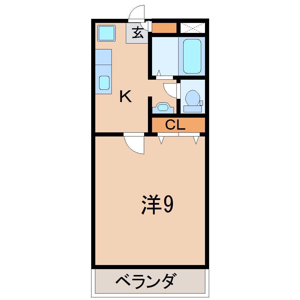 フローラル山下(1K/1階)の間取り写真