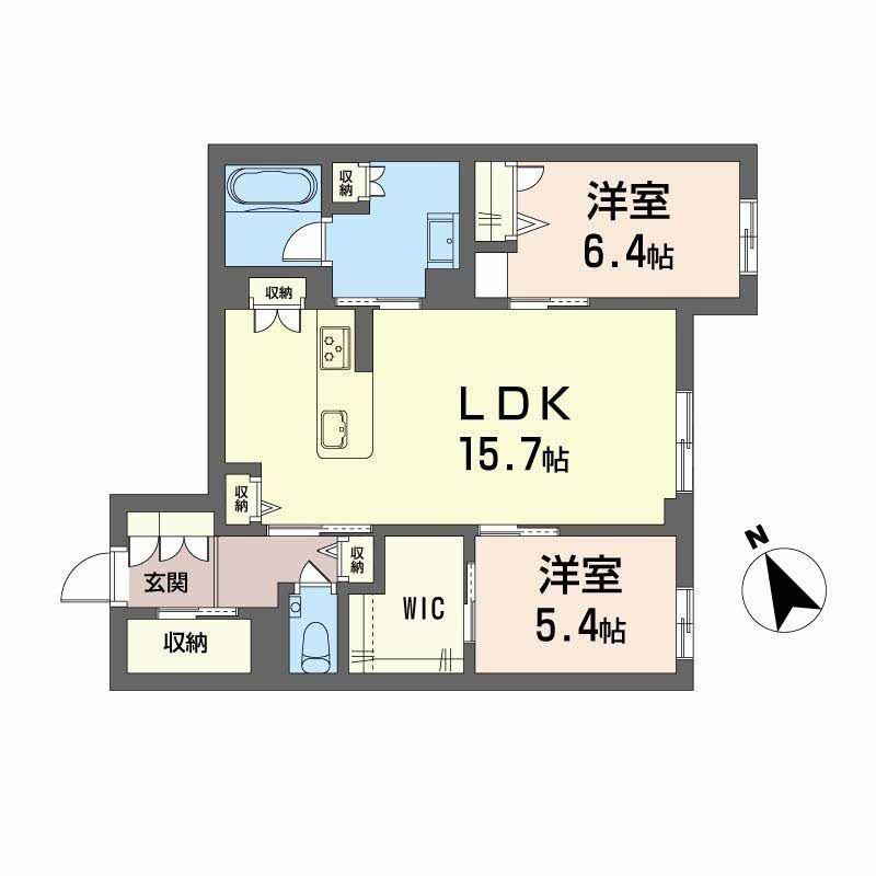 WITHPLUS天保山公園(2LDK/1階)の間取り写真