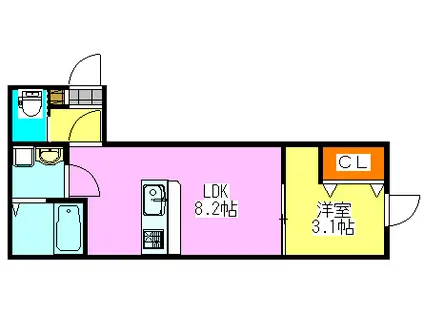 KEIAI RESIDENCE 北習志野III(1LDK/3階)の間取り写真