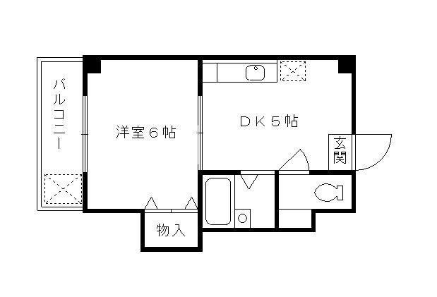 ルミナス錦(1DK/6階)の間取り写真