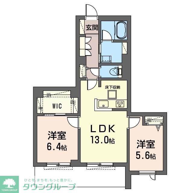 カーネル(2LDK/1階)の間取り写真