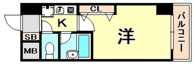 エスリード三宮フラワーロード(1K/14階)の間取り写真
