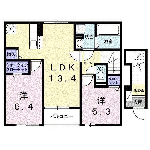 プログレス A(2LDK/2階)の間取り写真