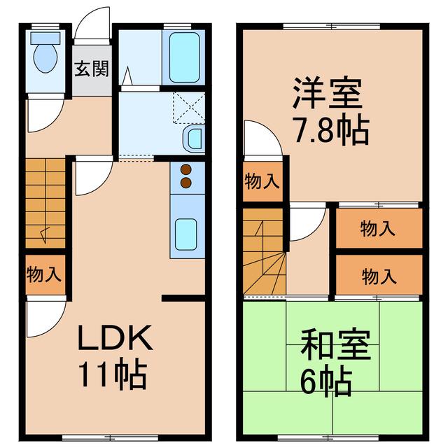リザーブハイツ谷口(2LDK/1階)の間取り写真