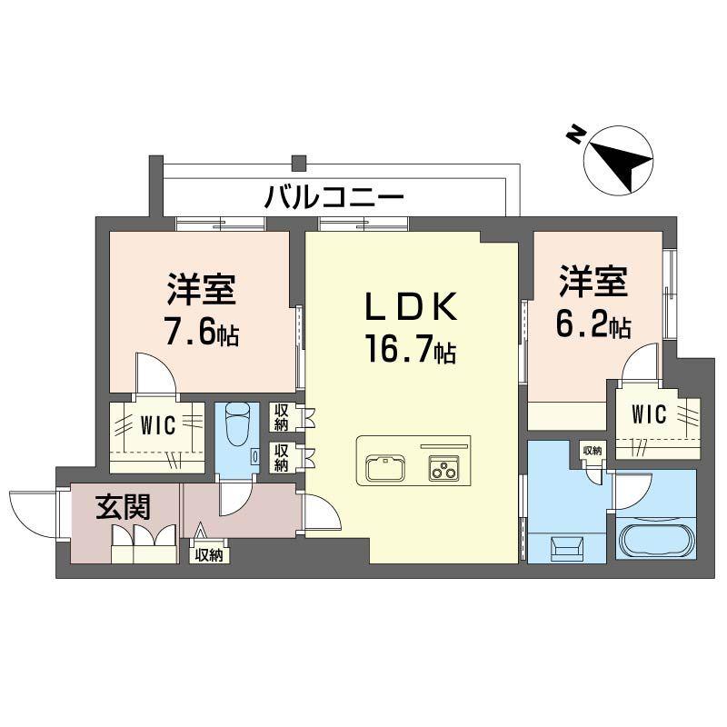 アミコートエムケー(2LDK/3階)の間取り写真