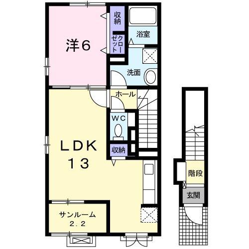 ラルーチェ(1LDK/2階)の間取り写真