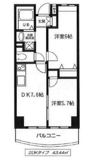 エスペランサ(2DK/4階)の間取り写真