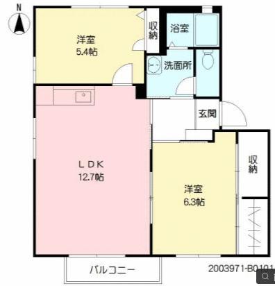 エミネンス明磧 II(2LDK/1階)の間取り写真
