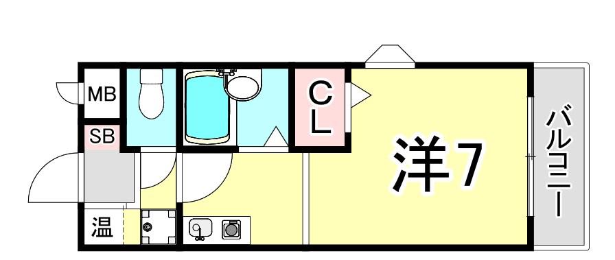 クレアコート産所町(1K/2階)の間取り写真