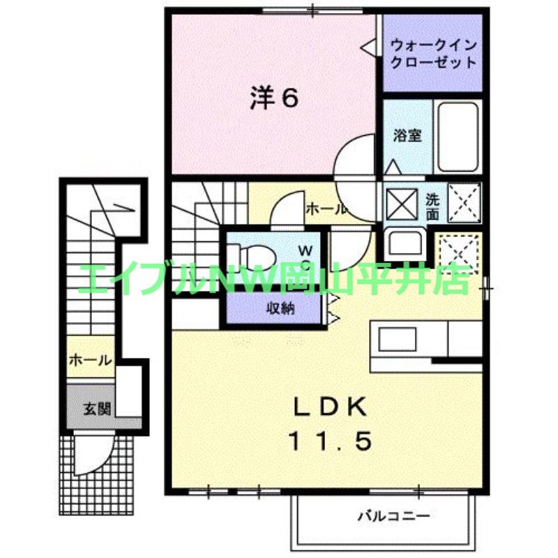OAZO B(1LDK/2階)の間取り写真