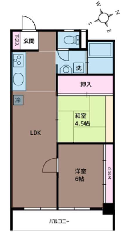 稲毛ロイヤルハイツ(2LDK/2階)の間取り写真