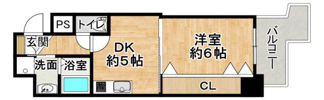 KREHL宿院(1DK/2階)の間取り写真