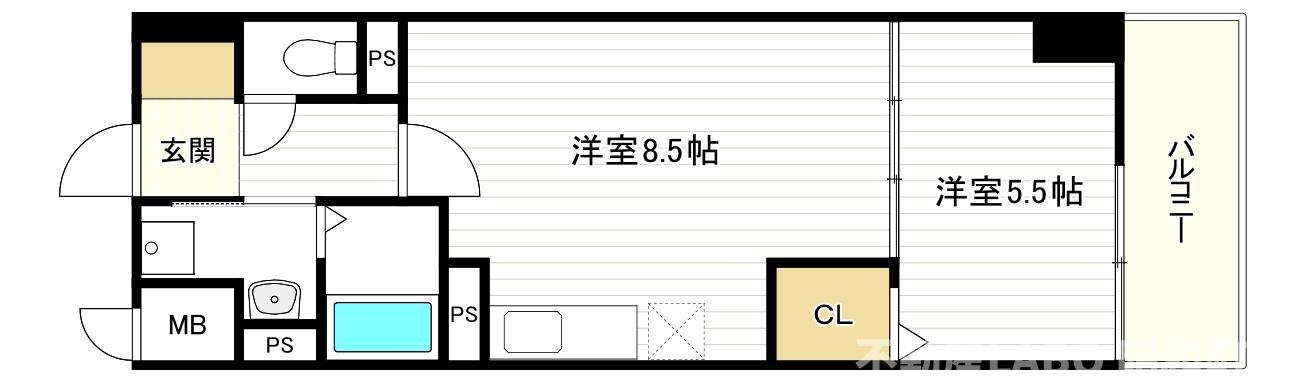 リアライズ今里南(1LDK/2階)の間取り写真