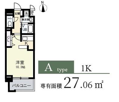 ブランクレール谷町(1K/10階)の間取り写真